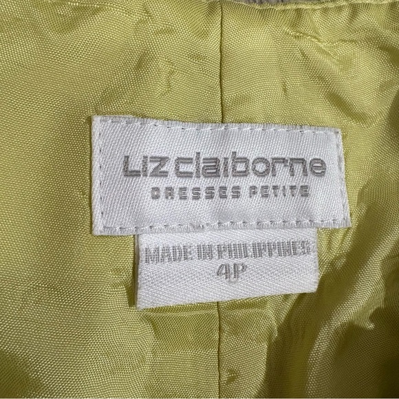 Vtg Liz Claiborne Womens 4P 100% Linen Ankle Pants Line Green Yellow Preppy - Picture 2 of 8